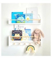 Dekomar 2'li Tek Raflı Çam Ağacı 50 x 10 x 9.5 cm Beyaz - Naturel Kitaplık
