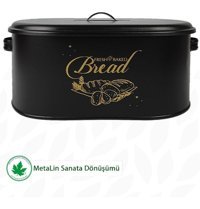 Lin Metal Kapaklı Siyah Ekmek Kutusu