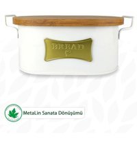 Lin Metal Kapaklı Altın - Beyaz Ekmek Kutusu