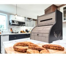 Woodluck Kapaklı Rustik - Siyah Ekmek Kutusu
