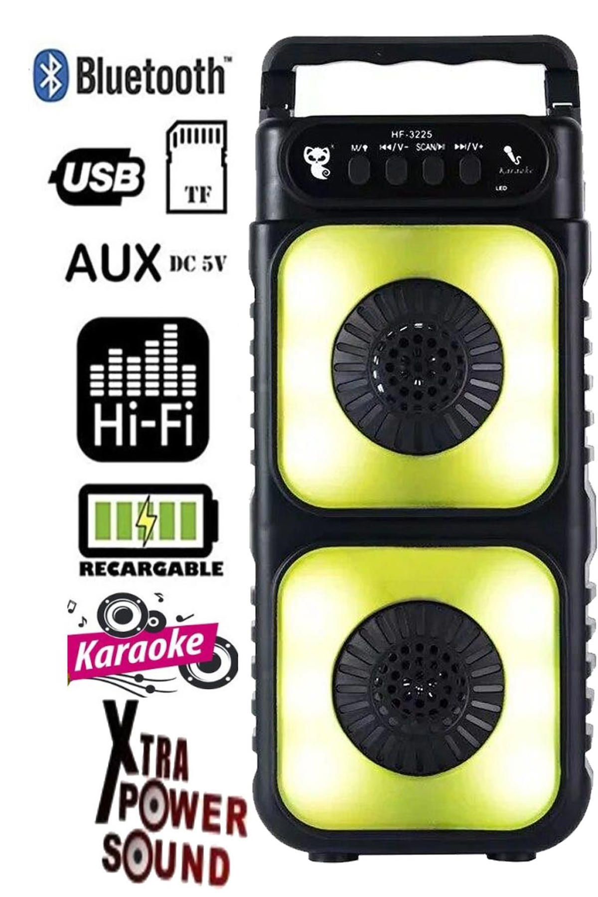 Platoon PL-4546 Radyolu Işıklı Siyah Bluetooth Hoparlör