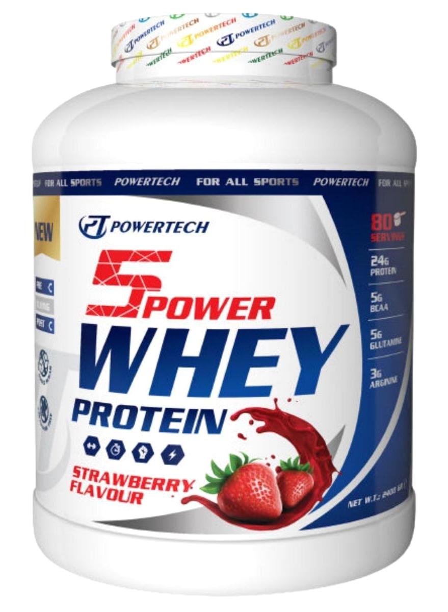 Powertech 5 Power Çilekli Whey Protein Tozu 2.4 kg