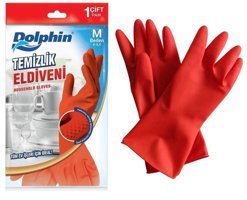 Dolphin Lateks Kırmızı Medium Temizlik Eldiveni