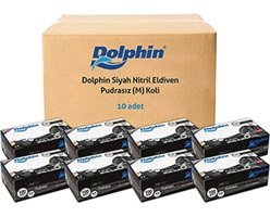 Dolphin Pudrasız Siyah Medium Temizlik Eldiveni 10 Paket Siyah