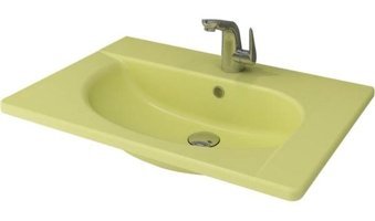 Bocchi Taormina Arch Klasik Tekli 45 cm Seramik Tezgah Üstü Dikdörtgen Lavabo Mat Sarı