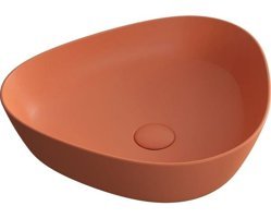 Vitra Plural 7812B477-0016 Üçgen Tekli 47 cm Seramik Tezgah Üstü Çanak Lavabo Mat Terra Rossa