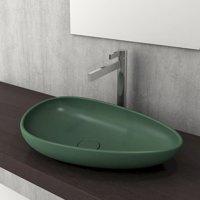 Bocchi Etna 1114-027-0125 Klasik Tekli 58 cm Keratin Seramik Tezgah Üstü Çanak Lavabo Mat Yeşil