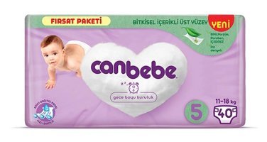 Canbebe 5 Numara Bantlı Bebek Bezi 40 Adet