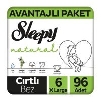 Sleepy Natural 6 Numara Organik Cırtlı Bebek Bezi 96 Adet