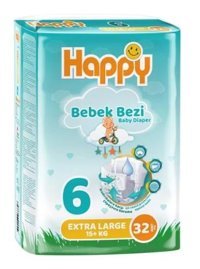 Happy 6 Numara Bantlı Bebek Bezi 32 Adet