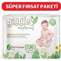 Giggles Natural 6 Numara Organik Bantlı Bebek Bezi 136 Adet