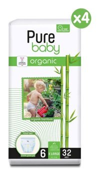 Pure Baby 6 Numara Organik Külot Bebek Bezi 128 Adet
