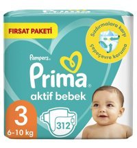 Prima Aktif Bebek 3 Numara Bantlı Bebek Bezi 312 Adet