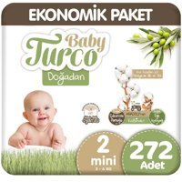 Baby Turco Doğadan 2 Numara Organik Cırtlı Bebek Bezi 272 Adet