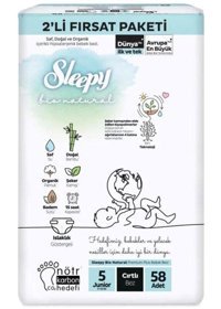 Sleepy Bio Natural 5 Numara Organik Cırtlı Bebek Bezi 58 Adet