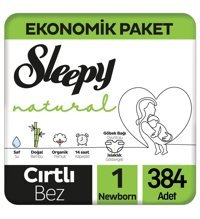 Sleepy Natural 1 Numara Organik Cırtlı Bebek Bezi 384 Adet