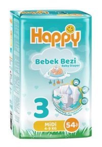 Happy 3 Numara Bantlı Bebek Bezi 54 Adet