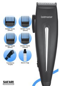 Goldmaster SAFARİ Sakal 3 Başlıklı Sinekkaydı Kuru Tıraş Makinesi