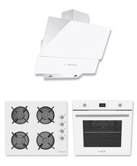Alveus GLS640 - MOD 3000 - MFA627 Dijital Doğalgazlı Cam Klasik Ankastre Fırın Ocak 3'lü Ankastre Set Beyaz
