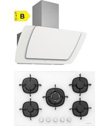 Silverline CS5365W01 - 3373 Misto 90 Doğalgazlı Cam Klasik Ankastre Ocak 2'li Ankastre Set Beyaz