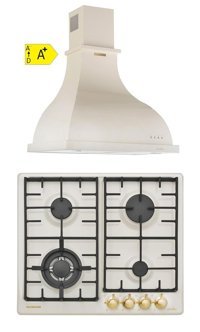Silverline RS5322C01 - 2238 Doğalgazlı Metal Retro Ankastre Ocak 2'li Ankastre Set Krem