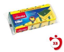 Vileda Glitzi Oluklu 8x5'li Bulaşık Süngeri