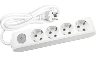 Avarson 3x1.5 TTR 3500 W Topraklı Anahtarlı 4'lü 6 m Uzatma Kablosu Beyaz