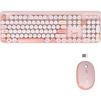 Twotech Renkli Tuşlu Pembe Kablosuz Klavye Mouse Seti