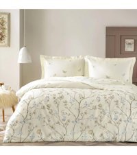 Taç Lesly Saten 4 Mevsim 200 x 220 cm Çarşaflı Çiçekli Çift Kişilik Nevresim Takımı Krem