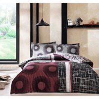 Taç Lionel Saten 4 Mevsim 200 x 220 cm Çarşaflı Desenli Çift Kişilik Nevresim Takımı Bordo