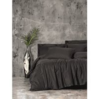 Cotton Box Smart Saten 4 Mevsim 200 x 220 cm Çarşaflı Desenli Çift Kişilik Nevresim Takımı Siyah