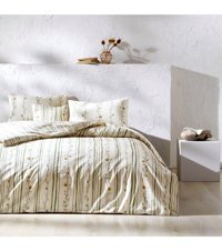 Taç Levi Ranforce 4 Mevsim 200 x 220 cm Çarşaflı Desenli Çift Kişilik Nevresim Takımı Krem