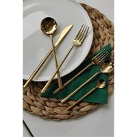 Arow Elegance Parlak 36 Parça 6 Kişilik Çatal Kaşık Bıçak Takımı Gold