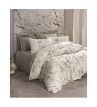 Cotton Box Florid Saten 4 Mevsim 200 x 220 cm Çarşaflı Desenli Çift Kişilik Nevresim Takımı Vizon