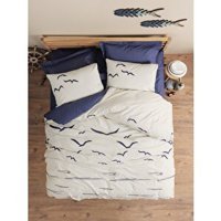 Cotton Box Maritime Pamuklu 4 Mevsim 200 x 220 cm Çarşaflı Desenli Çift Kişilik Nevresim Takımı Lacivert