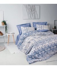 Cotton Box Ethnic Pamuklu 4 Mevsim 200 x 220 cm Çarşaflı Desenli Çift Kişilik Nevresim Takımı Mavi