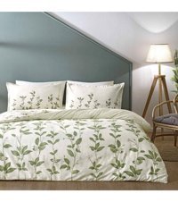 Linens Allday Balsa Saten 4 Mevsim 200 x 220 cm Çarşaflı Desenli Çift Kişilik Nevresim Takımı Krem