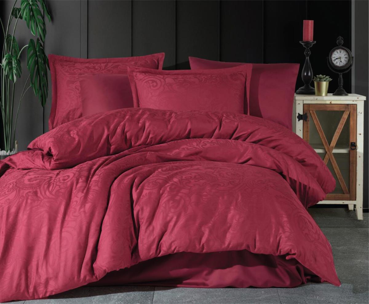 Clasy Hemera Pamuk Saten 4 Mevsim 200 x 220 cm Çarşaflı Desenli Çift Kişilik Nevresim Takımı Bordo