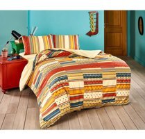 Taç Martin Ranforce 4 Mevsim 200 x 220 cm Çarşaflı Desenli Çift Kişilik Nevresim Takımı Kırmızı