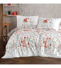 Clasy Elyese V1 Ranforce 4 Mevsim 200 x 220 cm Çarşaflı Desenli Çift Kişilik Nevresim Takımı Kiremit