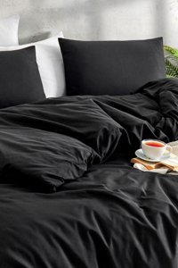 Tabu Home Pamuklu 4 Mevsim 160 x 220 cm Çarşaflı Desenli Çift Kişilik Nevresim Takımı Siyah