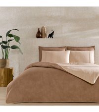 Taç Riven Pamuklu 4 Mevsim 200 x 220 cm Çarşaflı Desenli Çift Kişilik Nevresim Takımı Taba