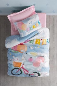 Cotton Box Happy Pamuklu 4 Mevsim 160 x 220 cm Çarşaflı Desenli Çift Kişilik Nevresim Takımı Pembe