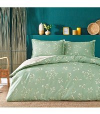 Linens Allday Guava Saten 4 Mevsim 200 x 220 cm Çarşaflı Çiçekli Çift Kişilik Nevresim Takımı Yeşil