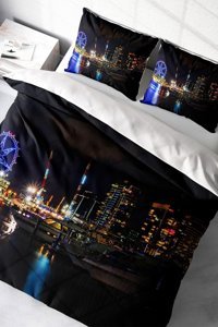 Monohome Harbor Night Modern Pamuklu 4 Mevsim 200 x 220 cm Çarşaflı Desenli Çift Kişilik Nevresim Takımı Çok Renkli