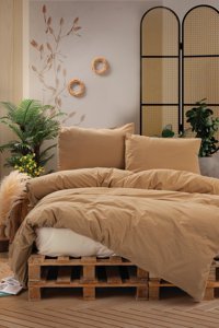 Cotton Box Neat Pamuklu 4 Mevsim 200 x 220 cm Çarşaflı Desenli Çift Kişilik Nevresim Takımı Bej