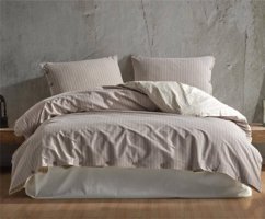 Clasy Butik Native Norma V2 Pamuklu 4 Mevsim 200 x 220 cm Çarşaflı Çizgili Çift Kişilik Nevresim Takımı Gri