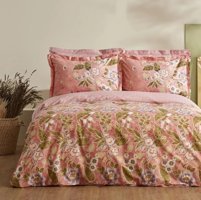Karaca Home Pasares Pamuklu 4 Mevsim 200 x 220 cm Çarşaflı Desenli Çift Kişilik Nevresim Takımı Pembe