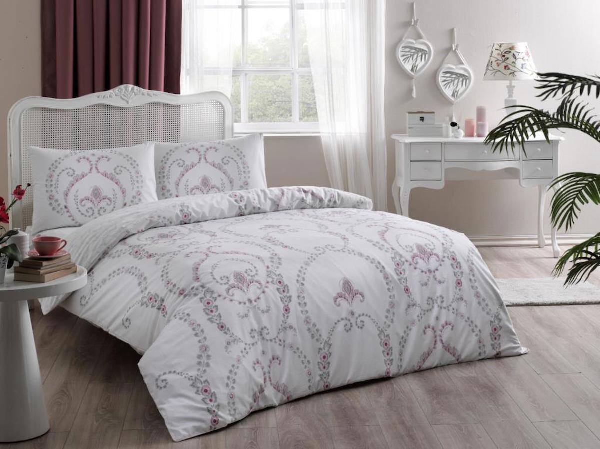 Taç Astra Ranforce 4 Mevsim 160 x 220 cm Çarşaflı Desenli Çift Kişilik Nevresim Takımı Pembe