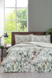Özdilek Linum Fitted Pamuklu 4 Mevsim 200 x 220 cm Çarşaflı Çiçekli Çift Kişilik Nevresim Takımı Çok Renkli